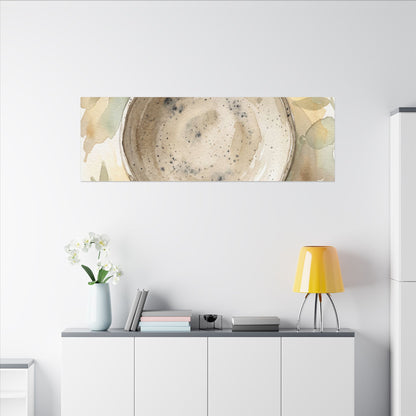 Ceramic Bowl Watercolor Canvas Art | Warm Japandi Art