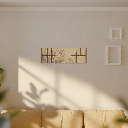 Shoji Screen Canvas Art | Winter Japandi Minimal Line Art