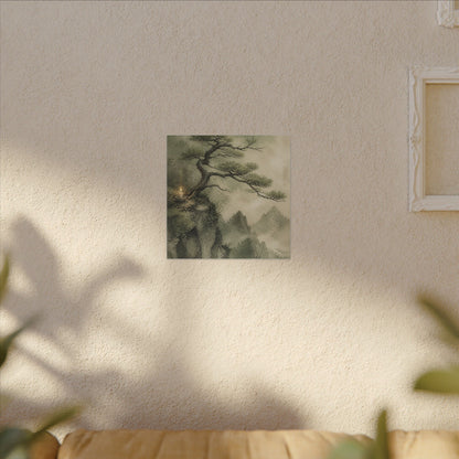 Candlelight Pine Tree Canvas Art - Japandi Kanso