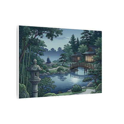 Summer Moonlit Garden Ukiyo E Inspired Canvas Art | Serene Decor