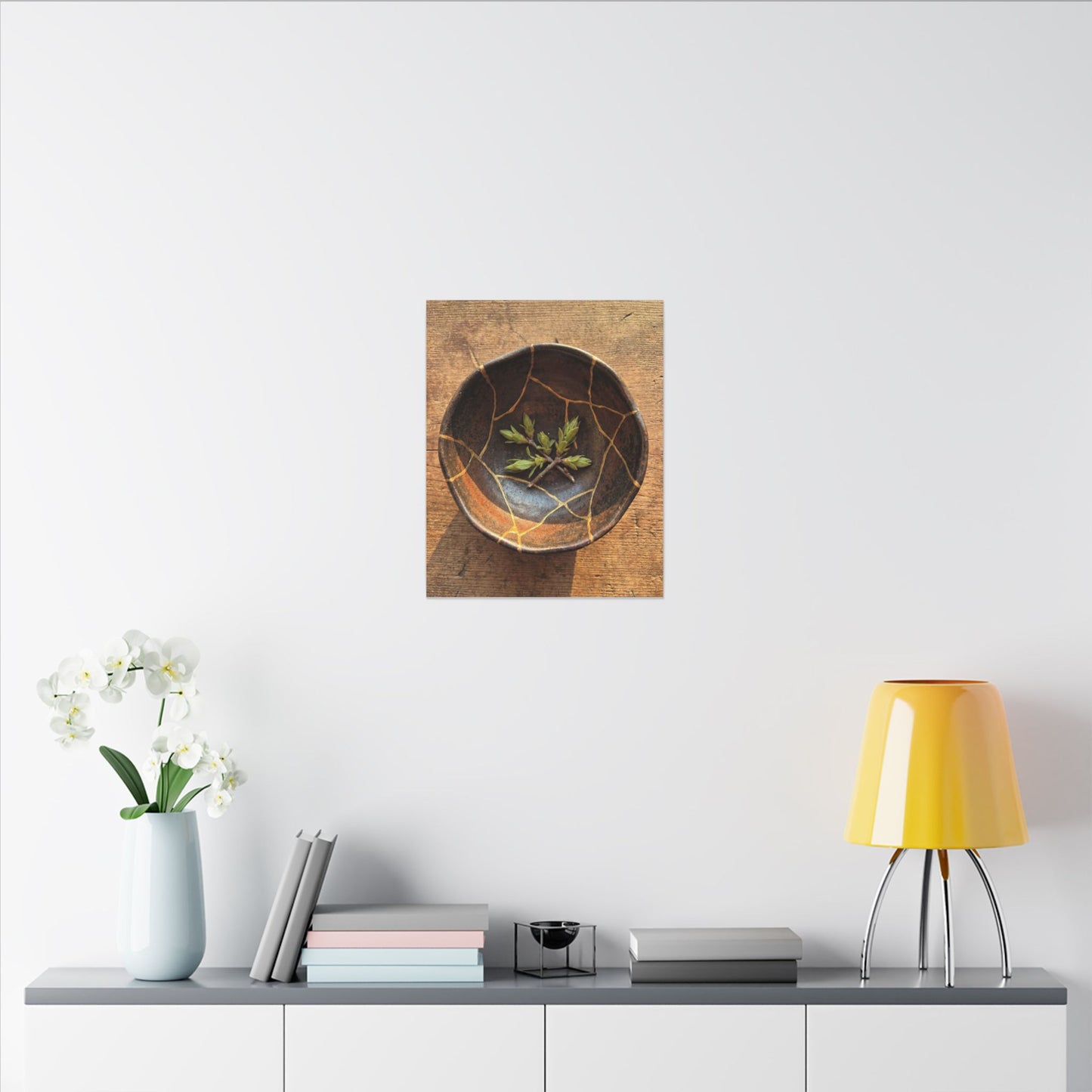 Ceramic Bowl Gold Repair Canvas Art | Resilient Kintsugi Art