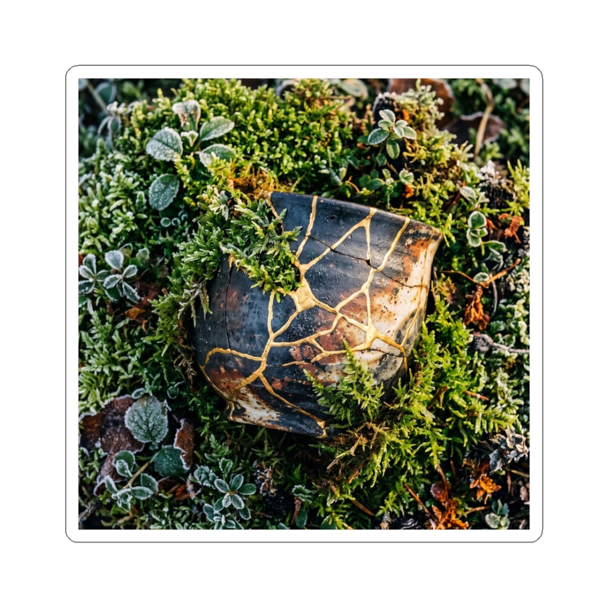 Moss Close Up Sticker | Winter Kintsugi Gold Repair Art