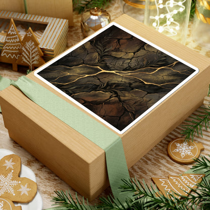 Cracked Earth Charcoal Ink Sticker | Luxurious Dark Japandi Art