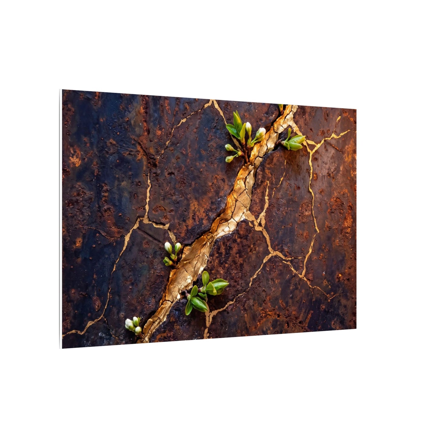 Rust Patina Spring Canvas Art | Kintsugi Resilient Design