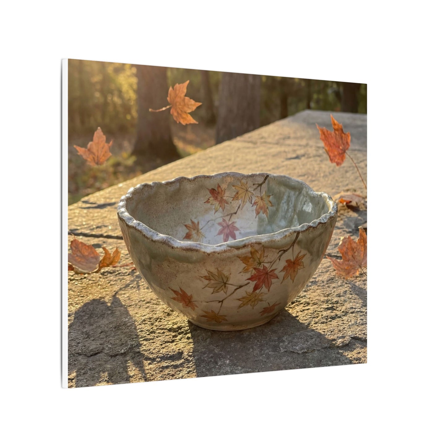 Japandi Ceramic Bowl in Golden Hour | Japanese Pattern Canvas Art