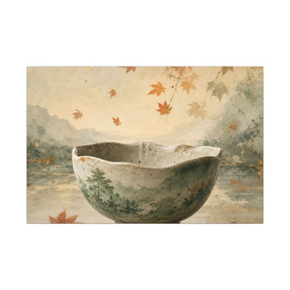 Autumn Ceramic Bowl Watercolor Canvas Art | Cozy Decor