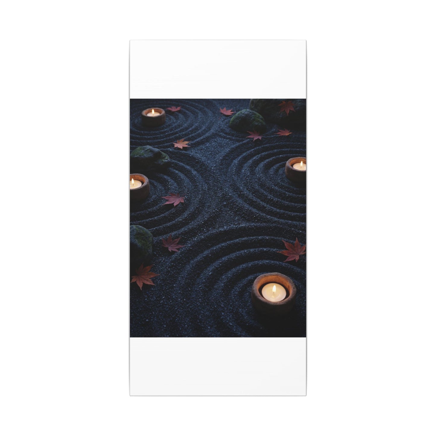 Seijaku Rock Garden Canvas Art - Dark Japandi Dark Texture