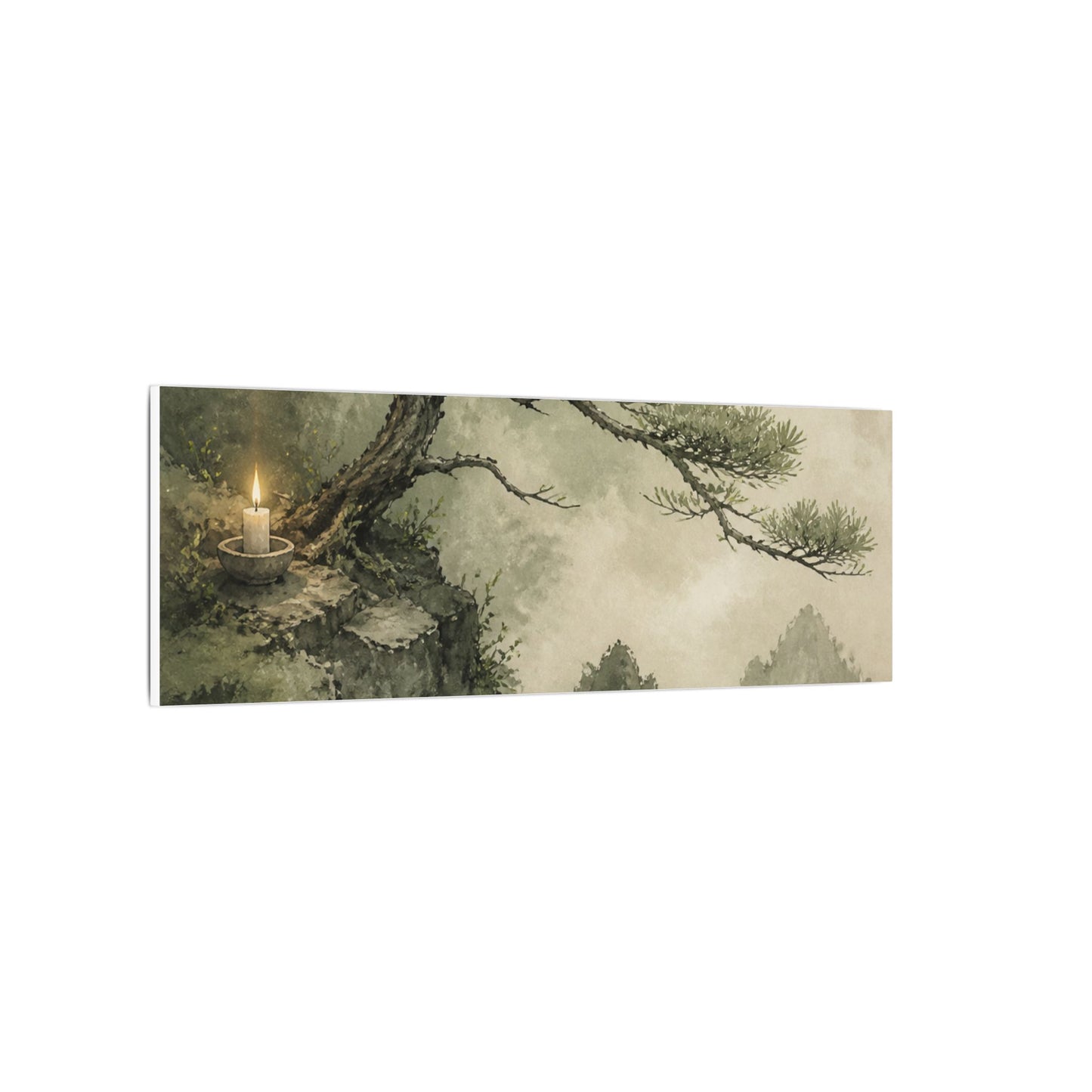 Candlelight Pine Tree Canvas Art - Japandi Kanso