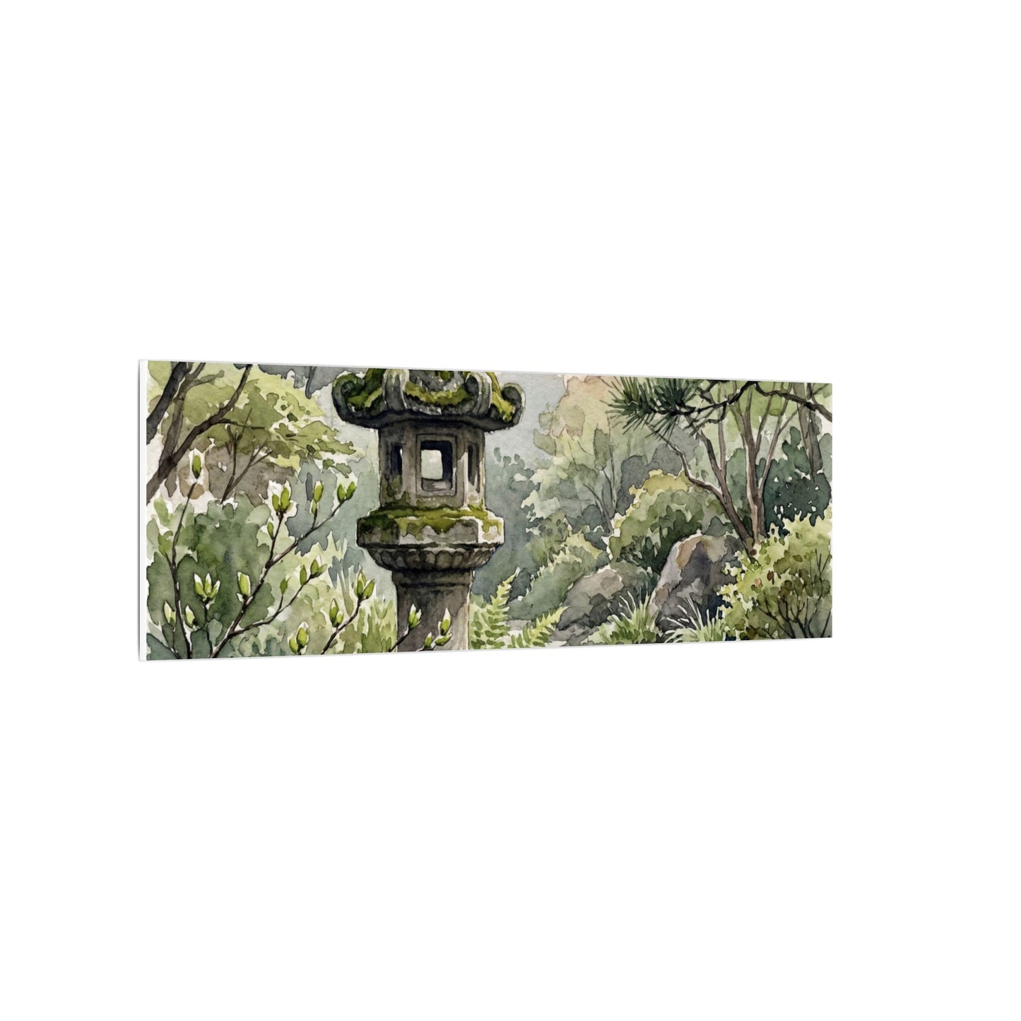 Neutral Stone Lantern Canvas Art - Watercolor Japandi