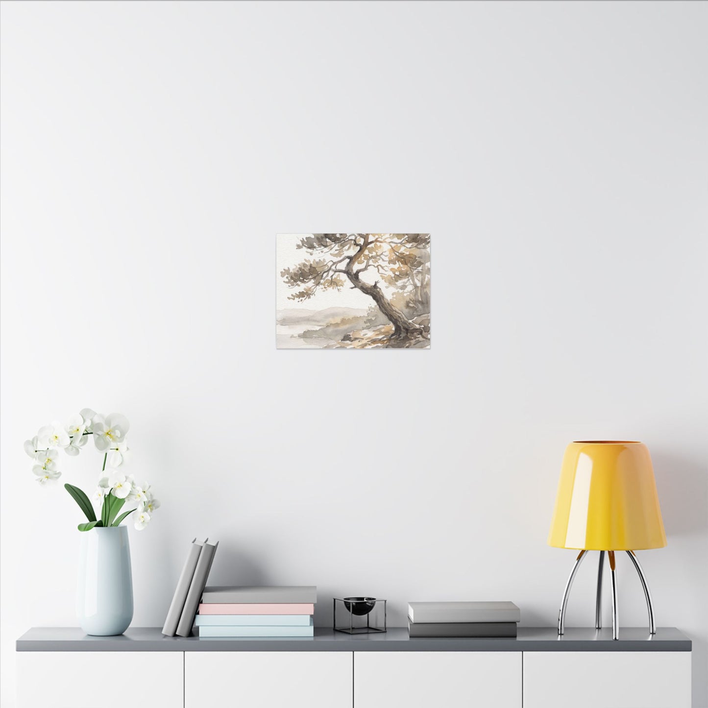 Pine Tree Watercolor Canvas Art | Elegant Japandi Art