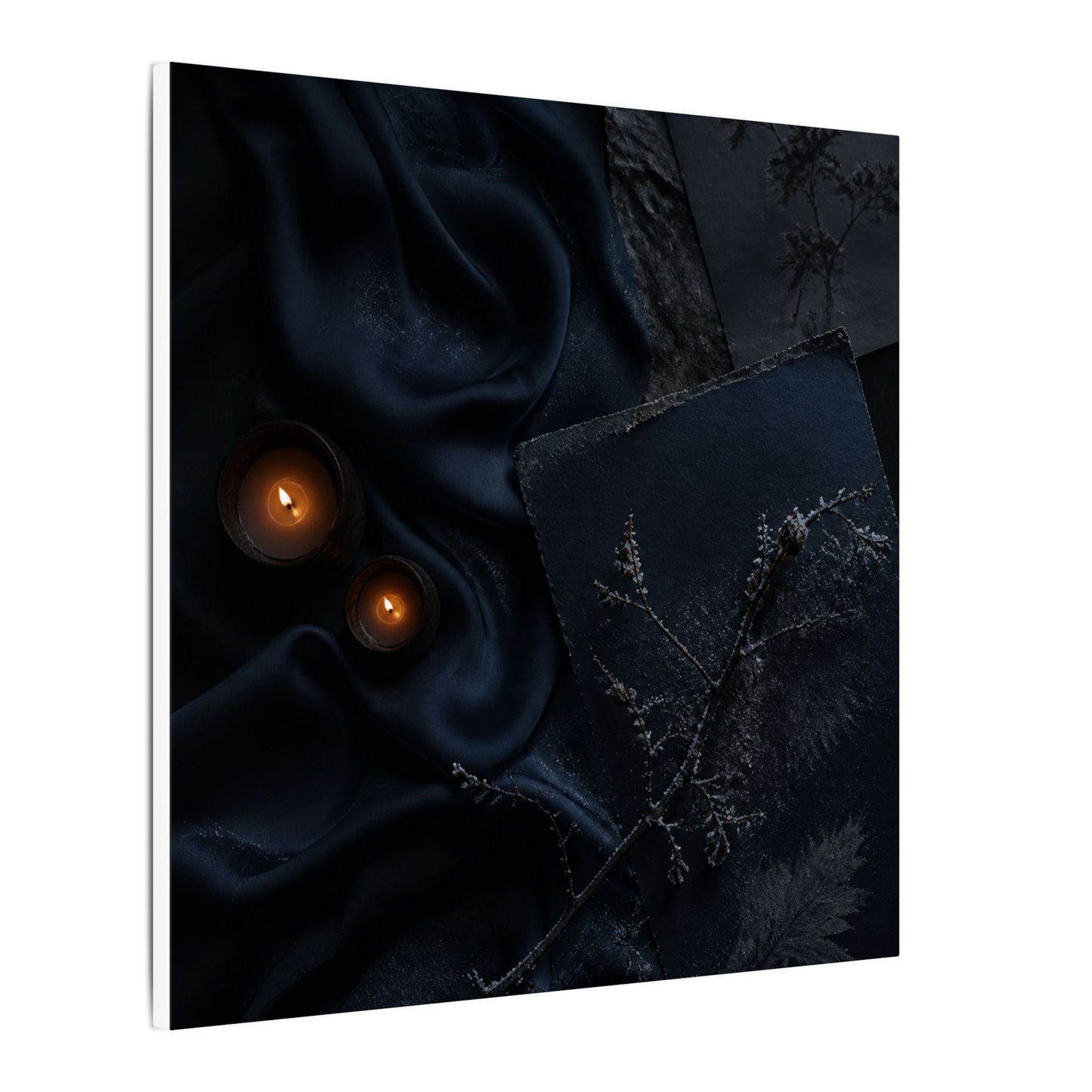 Candlelight Silk Drape Canvas Art - Dark Japandi Kanso