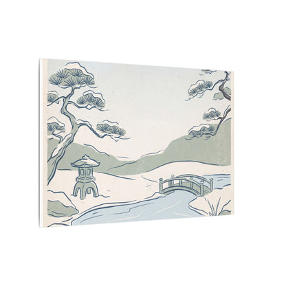 Japandi Moonlit Garden in Moonlight | Minimal Line Canvas Art