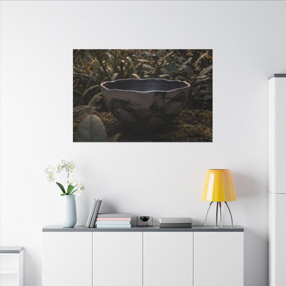 Ceramic Bowl Canvas Art | Summer Dark Japandi Charcoal Ink Art