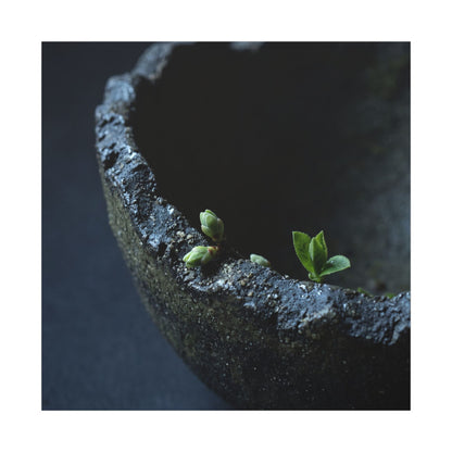 Dark Japandi Ceramic Bowl in Moonlight | Moody Minimal Canvas Art