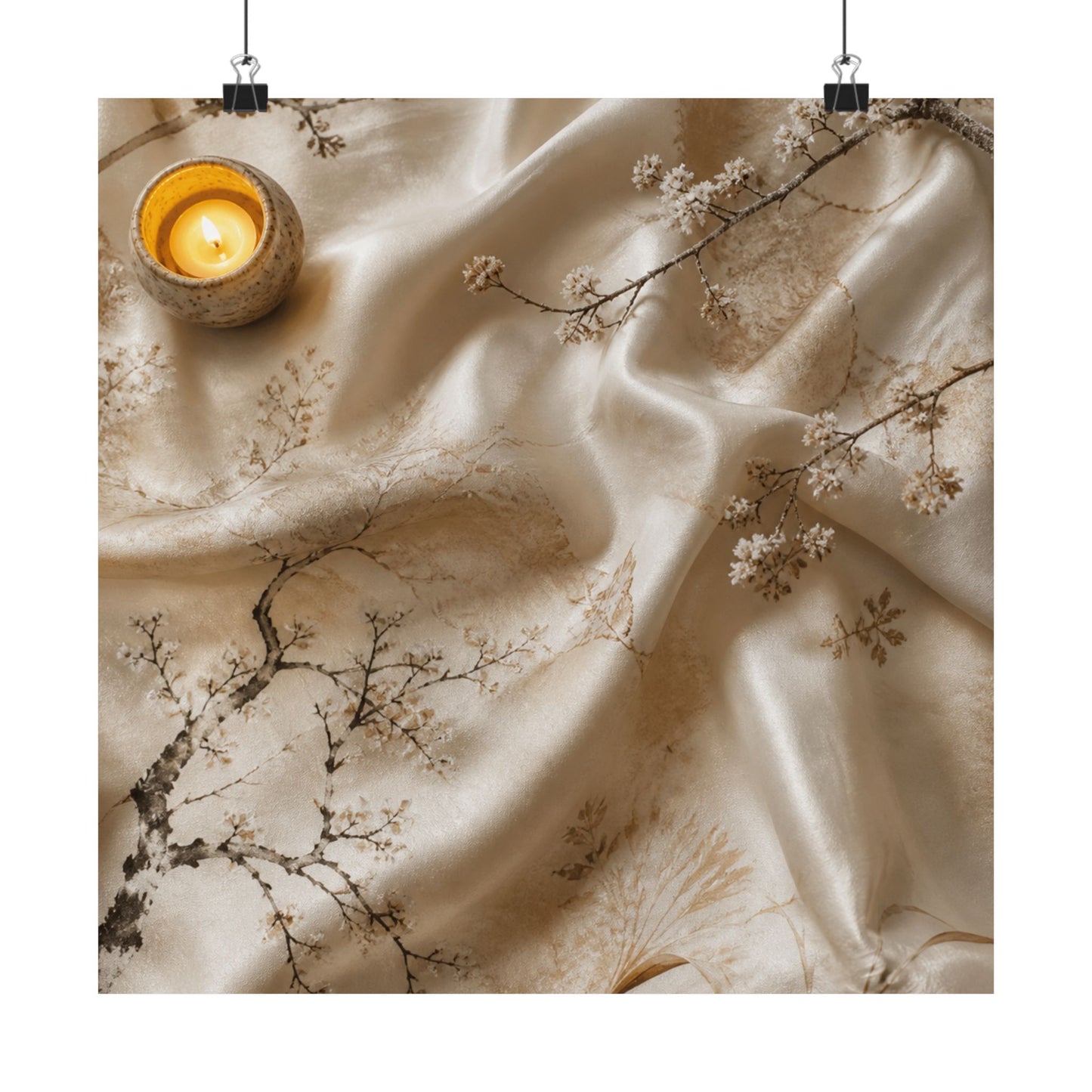 Warm Silk Drape Wall Art Print - Japanese Pattern Japandi