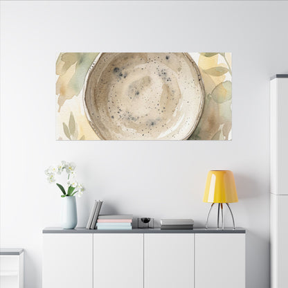Ceramic Bowl Watercolor Canvas Art | Warm Japandi Art
