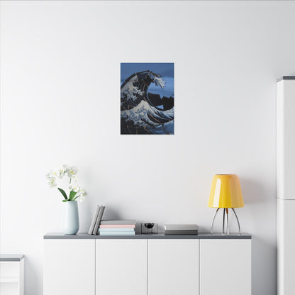 Ocean Wave Canvas Art | Winter Kintsugi Gold Repair Art