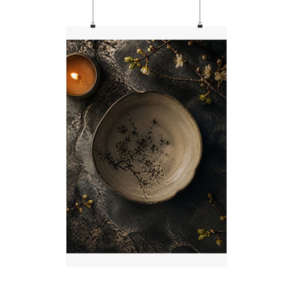 Neutral Ceramic Bowl Wall Art Print - Japanese Pattern Japandi