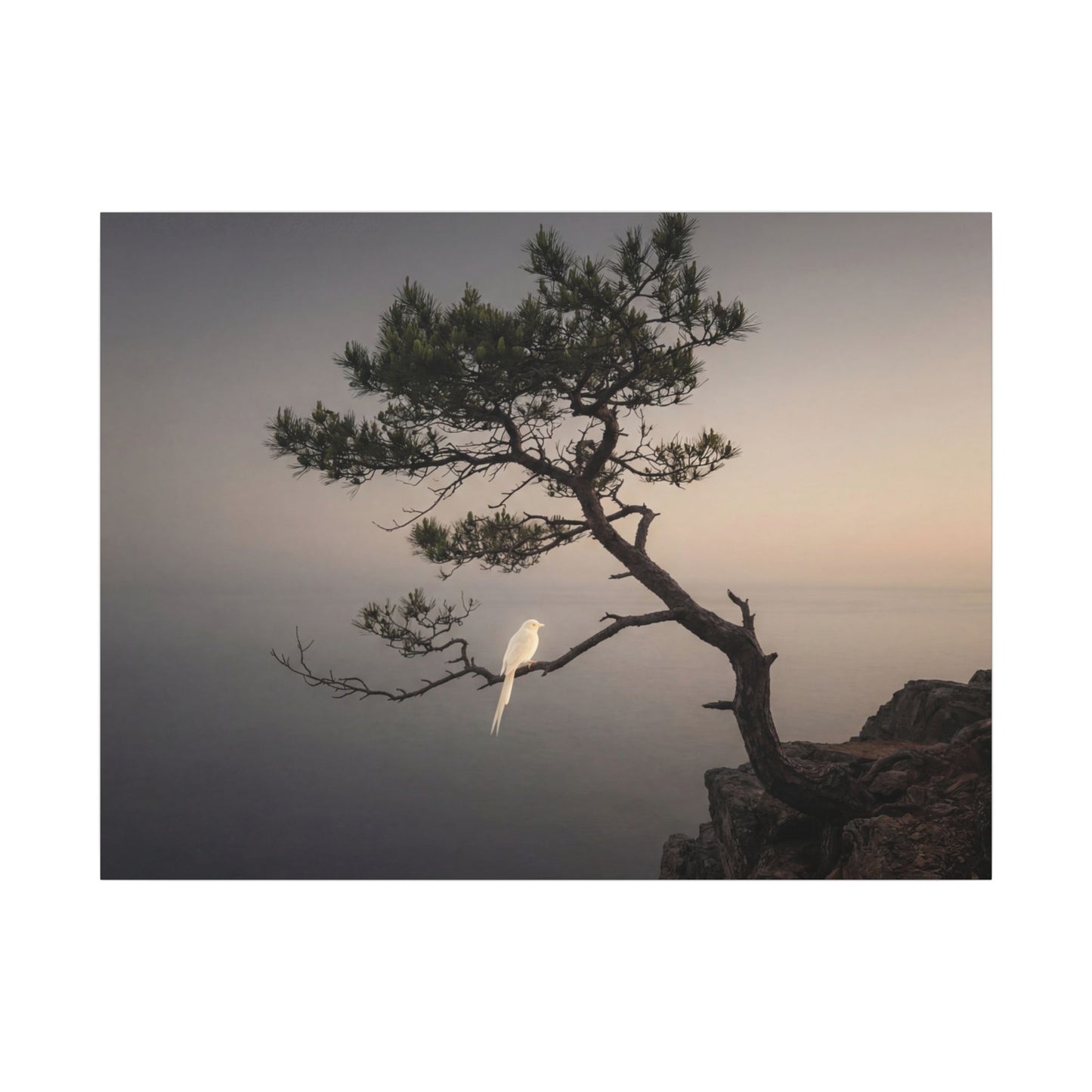 Dawn Pine Tree Canvas Art - Dark Japandi Datsuzoku Art Print