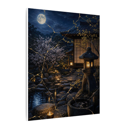 Seijaku Moonlit Garden Canvas Art - Kintsugi Gold Vein
