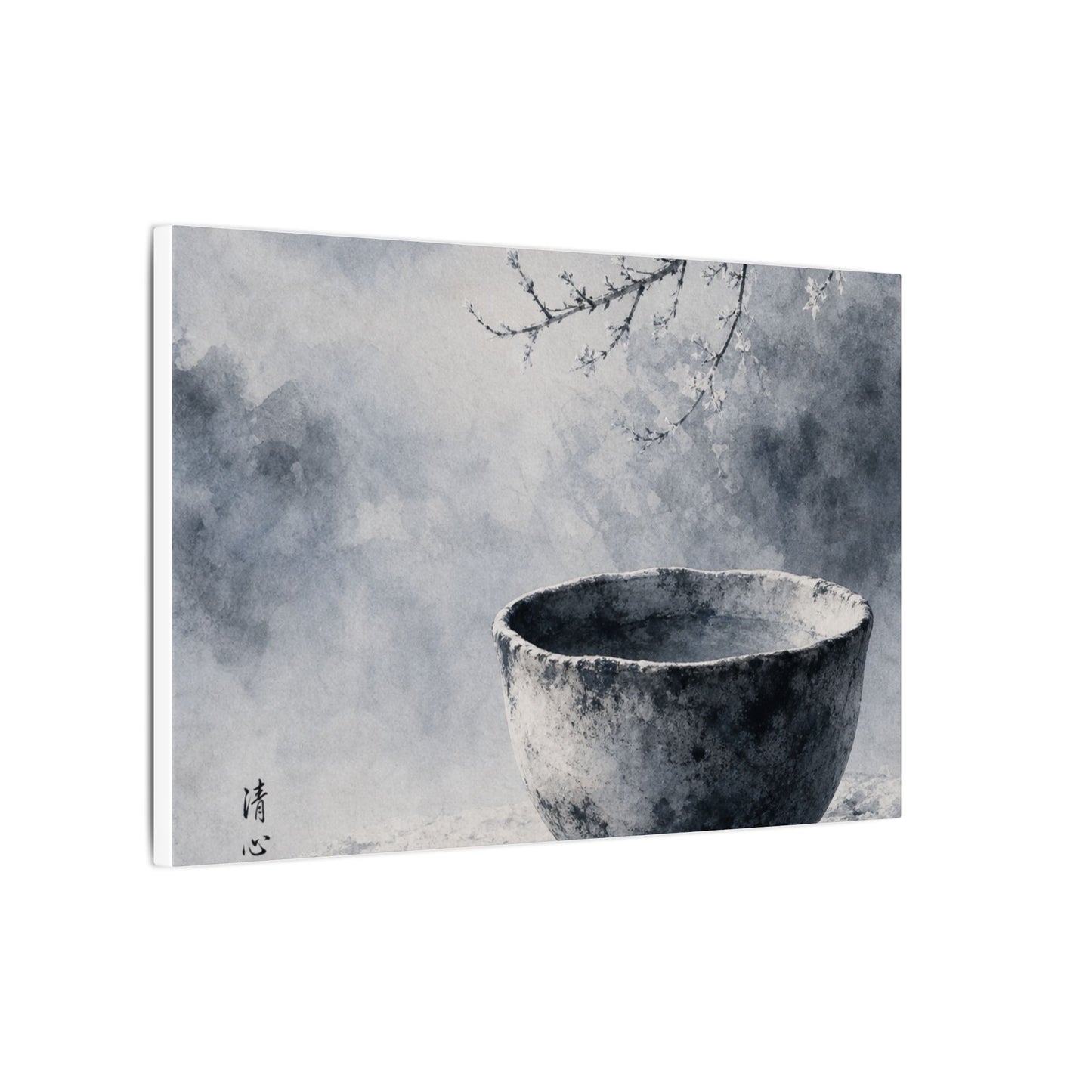 Seijaku Ceramic Bowl Canvas Art - Zen Sumi E