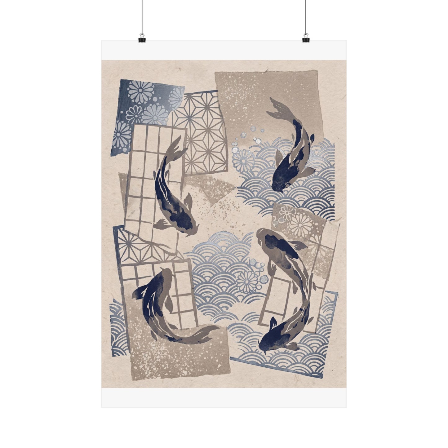 Seijaku Koi Pond Wall Art Print - Japandi Japanese Pattern