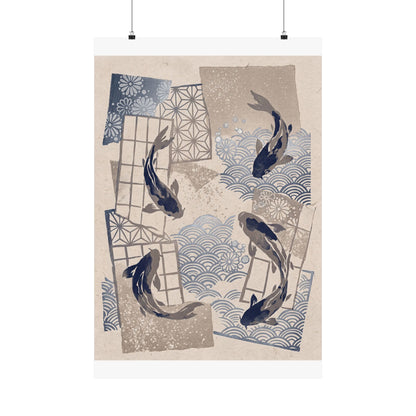 Seijaku Koi Pond Wall Art Print - Japandi Japanese Pattern