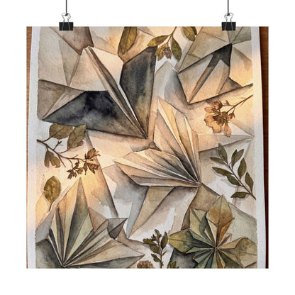Cozy Paper Fold Wall Art Print - Watercolor Japandi Art Print