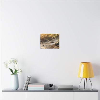 Neutral Ceramic Bowl Canvas Art - Japanese Pattern Japandi