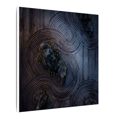 Spring Rock Garden Charcoal Ink Canvas Art | Bold Decor