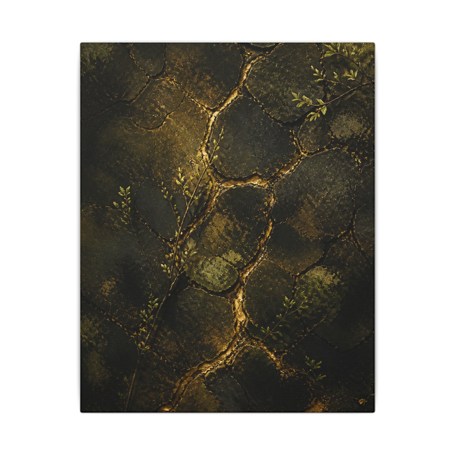 Shibui Cracked Earth Canvas Art - Dark Japandi Dark Texture