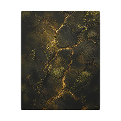 Shibui Cracked Earth Canvas Art - Dark Japandi Dark Texture