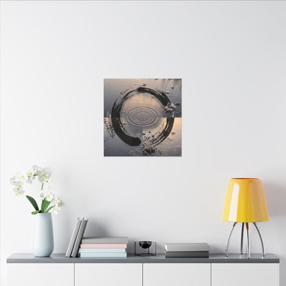 Winter Water Ripple Enso Canvas Art | Tranquil Decor