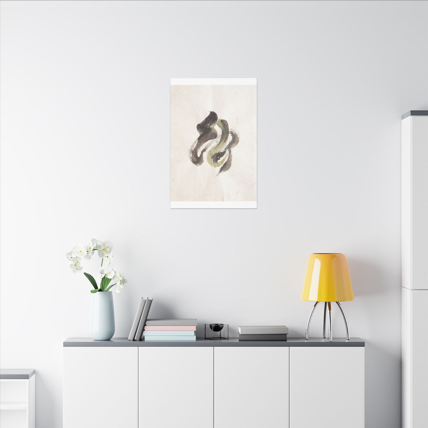 Ink Brushstroke Canvas Art | Spring Japandi Japanese Pattern Art