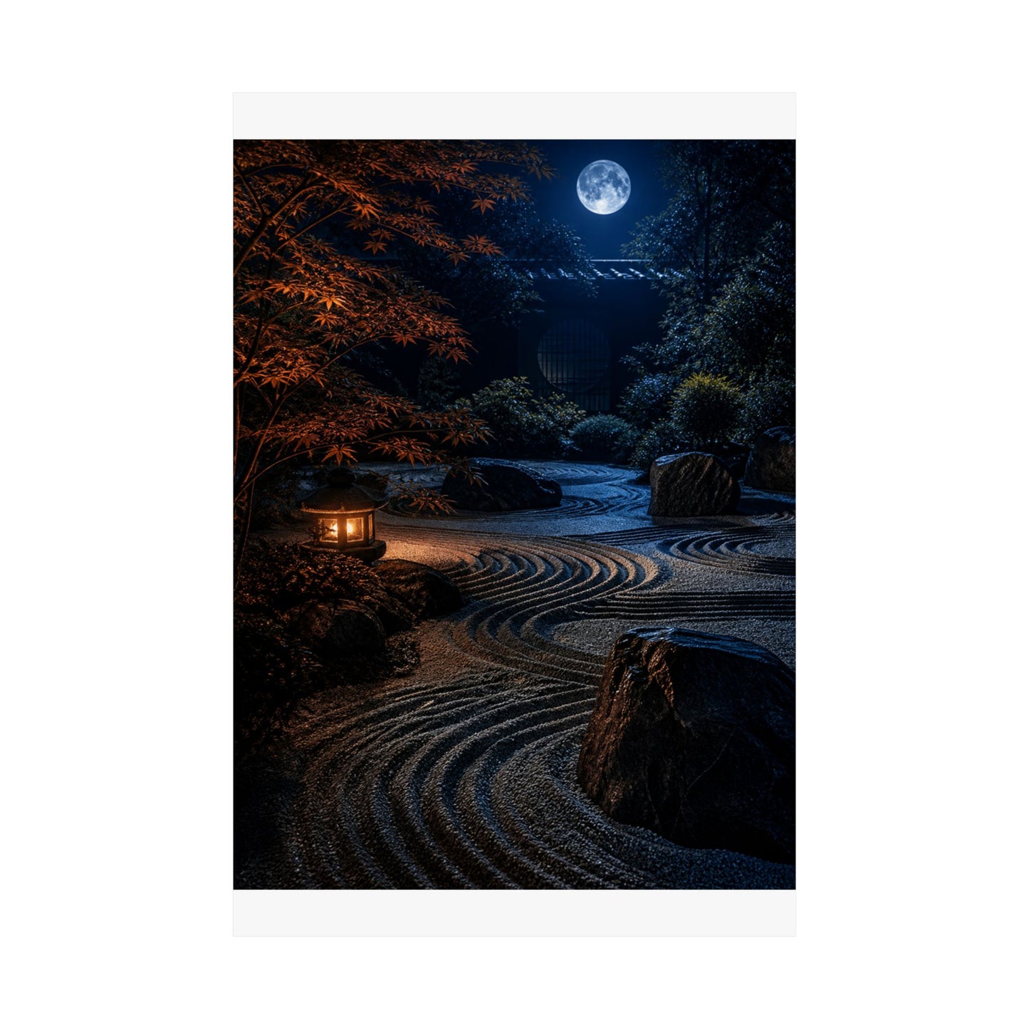 Datsuzoku Rock Garden Wall Art Print - Dark Japandi Shadow Zen