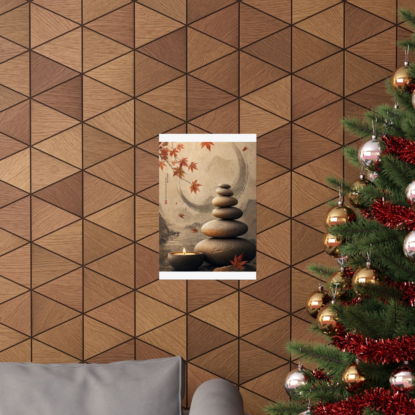 Ma River Stones Wall Art Print - Japandi Japanese Pattern