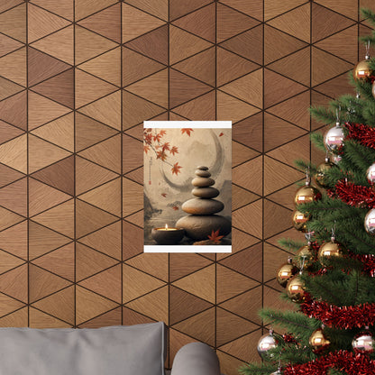 Ma River Stones Wall Art Print - Japandi Japanese Pattern