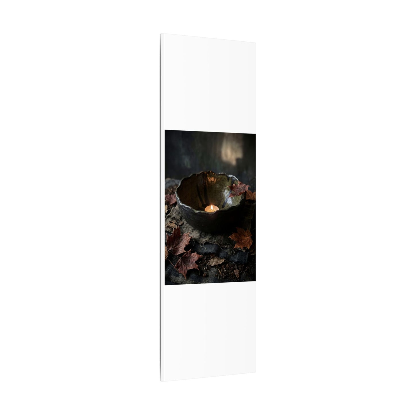 Candlelight Ceramic Bowl Canvas Art - Dark Japandi Kanso