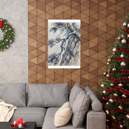 Seijaku Pine Tree Wall Art Print - Japandi Watercolor