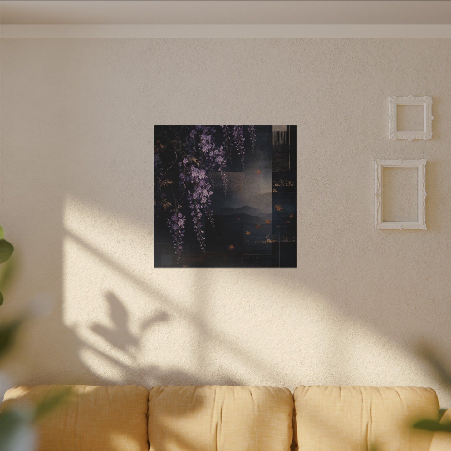 Dawn Wisteria Canvas Art - Dark Japandi Fukinsei