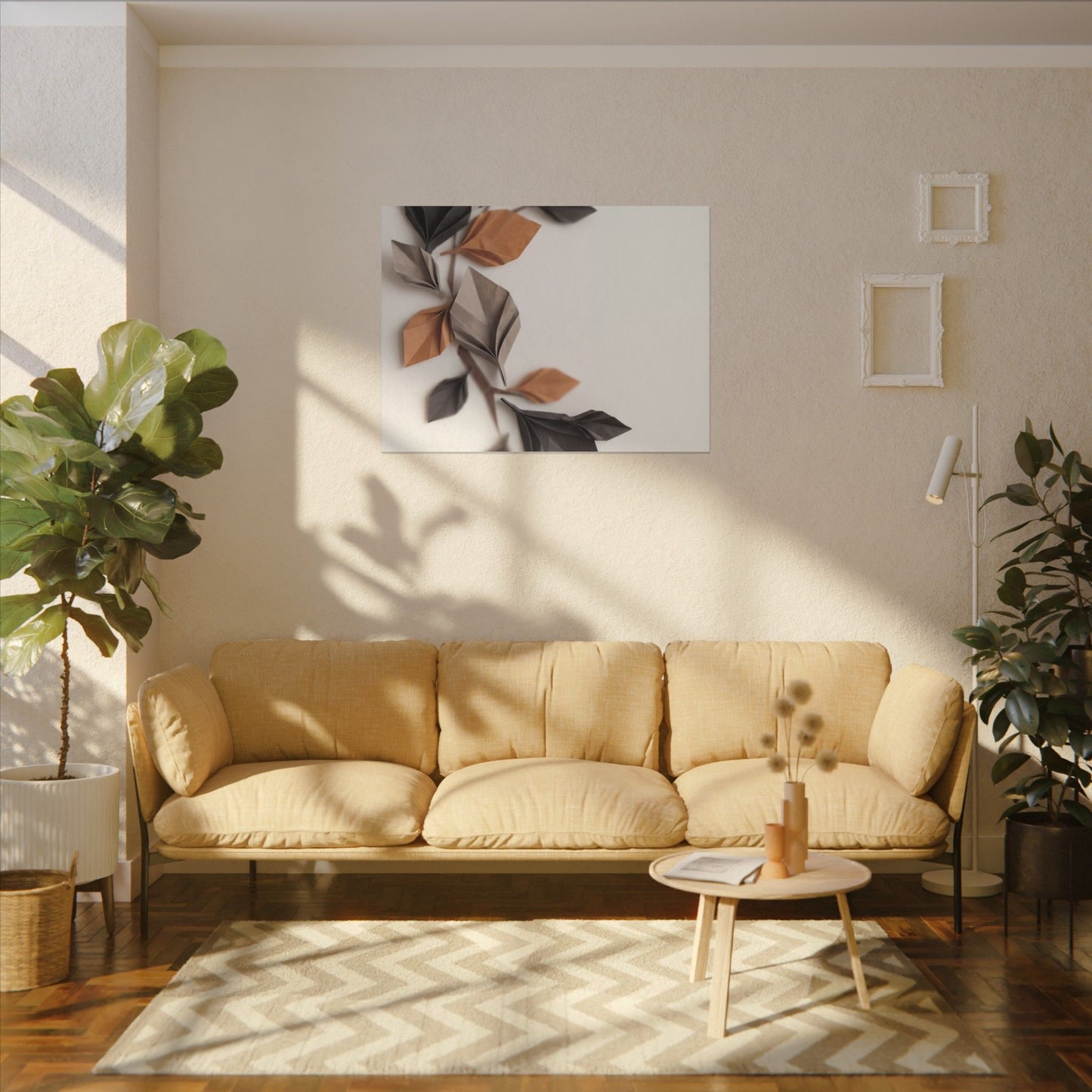 Paper Fold Autumn Canvas Art | Japandi Earthy Design