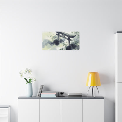 Torii Gate Sumi E Canvas Art | Serene Zen Art