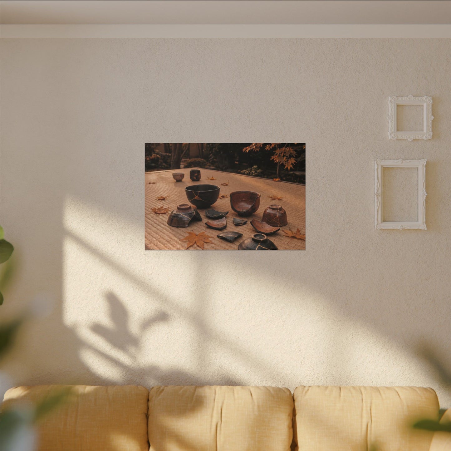 Golden Hour Tea Ceremony Canvas Art - Kintsugi Shibui