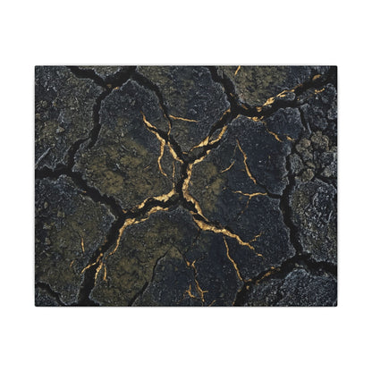 Overcast Cracked Earth Canvas Art - Dark Japandi Ma