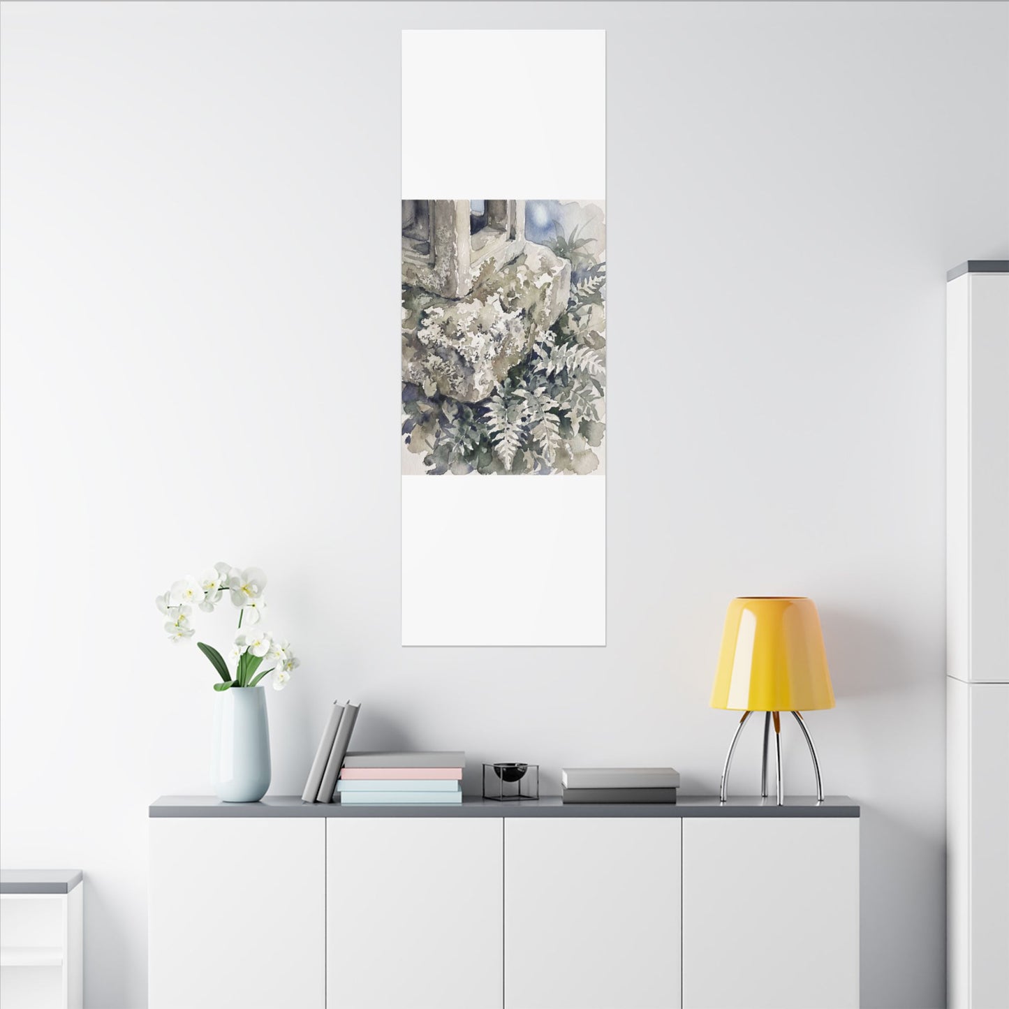 Stone Lantern Watercolor Canvas Art | Elegant Japandi Art