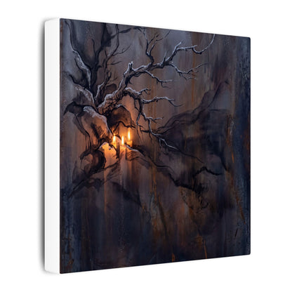 Winter Rust Patina Charcoal Ink Canvas Art | Atmospheric Decor
