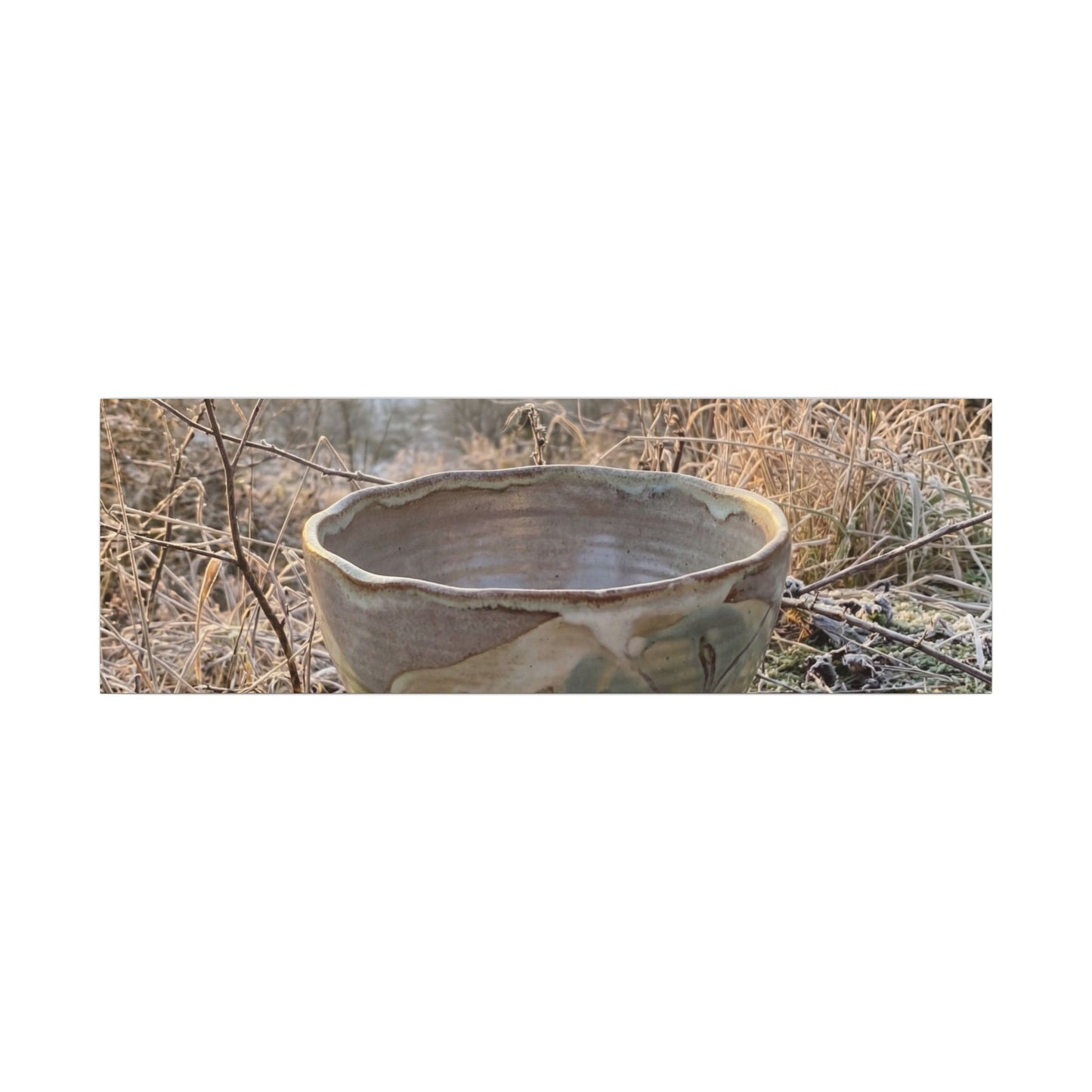 Golden Hour Ceramic Bowl Canvas Art - Japandi Shibui