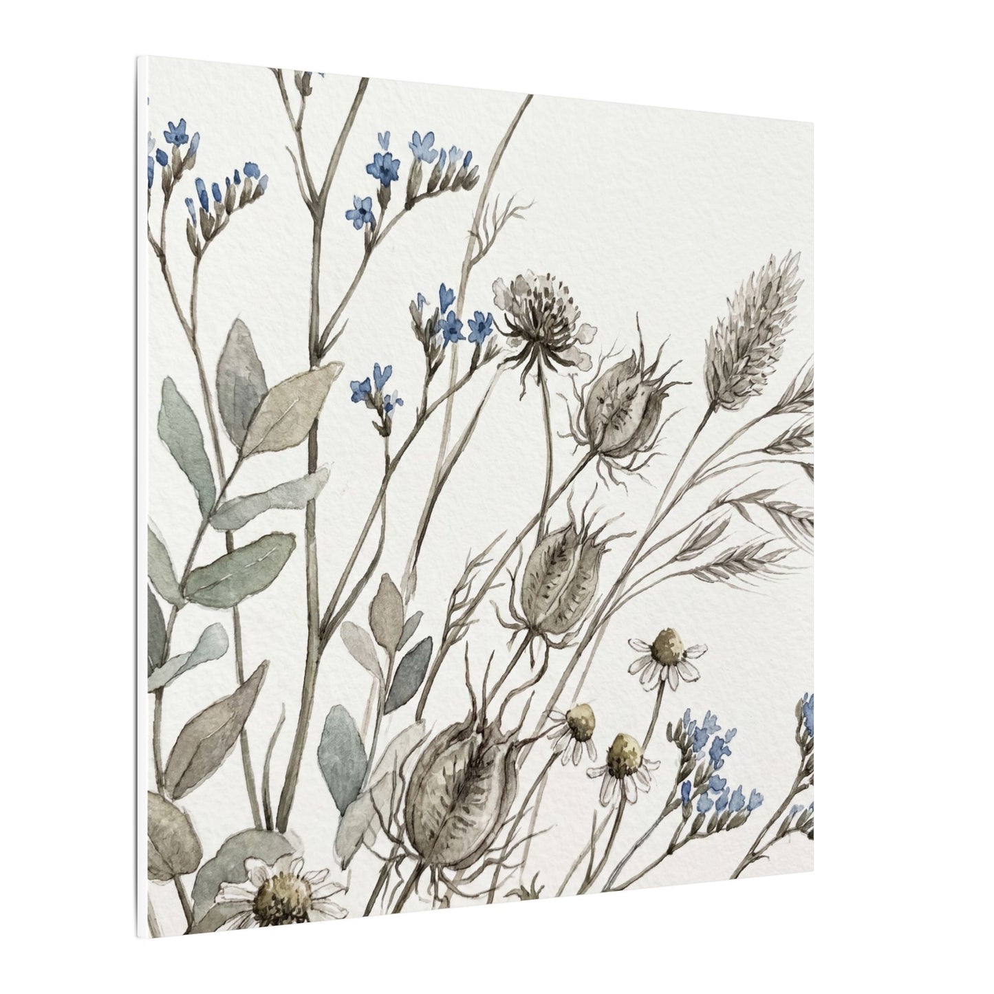 Dried Flowers Canvas Art | Summer Japandi Watercolor Art