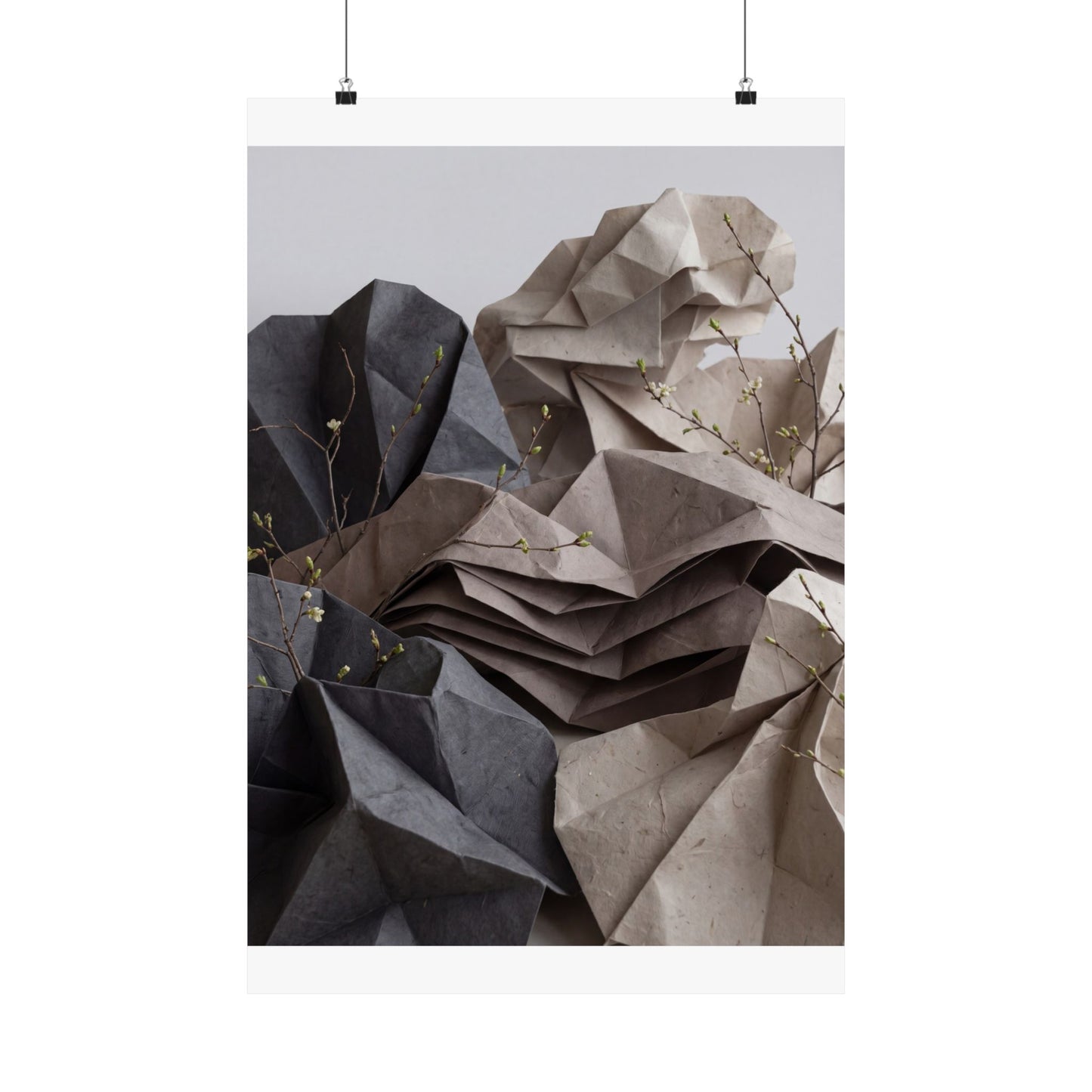Paper Fold Texture Wall Art Print | Earthy Japandi Art