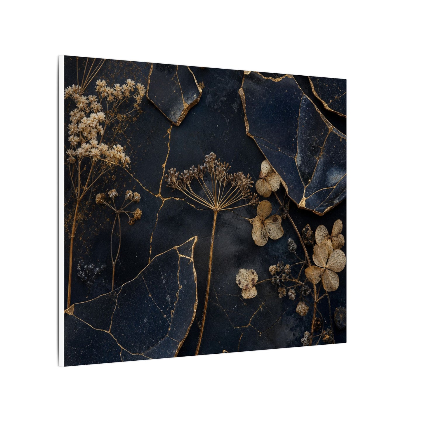 Philosophical Dried Flowers Canvas Art - Broken Beauty Kintsugi